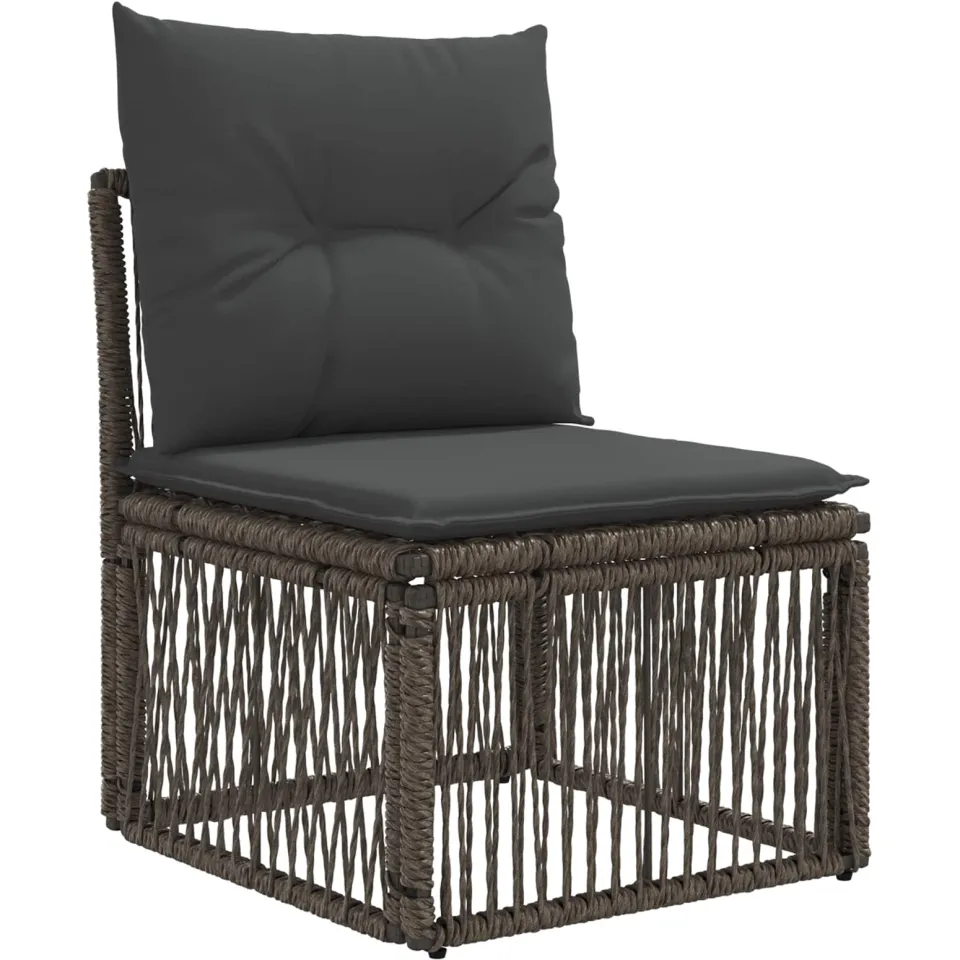 vidaXL Tuinbankenset 10 st 10-zits Grijs en Donkergrijs poly rattan