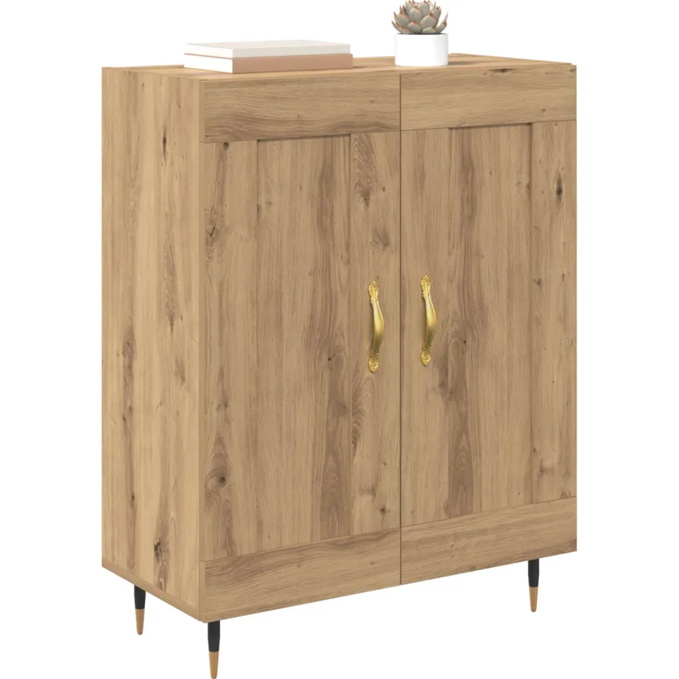 vidaXL Dressoir Artisan Eiken 69,5 x 34 x 90 cm Bewerkt hout Bruin