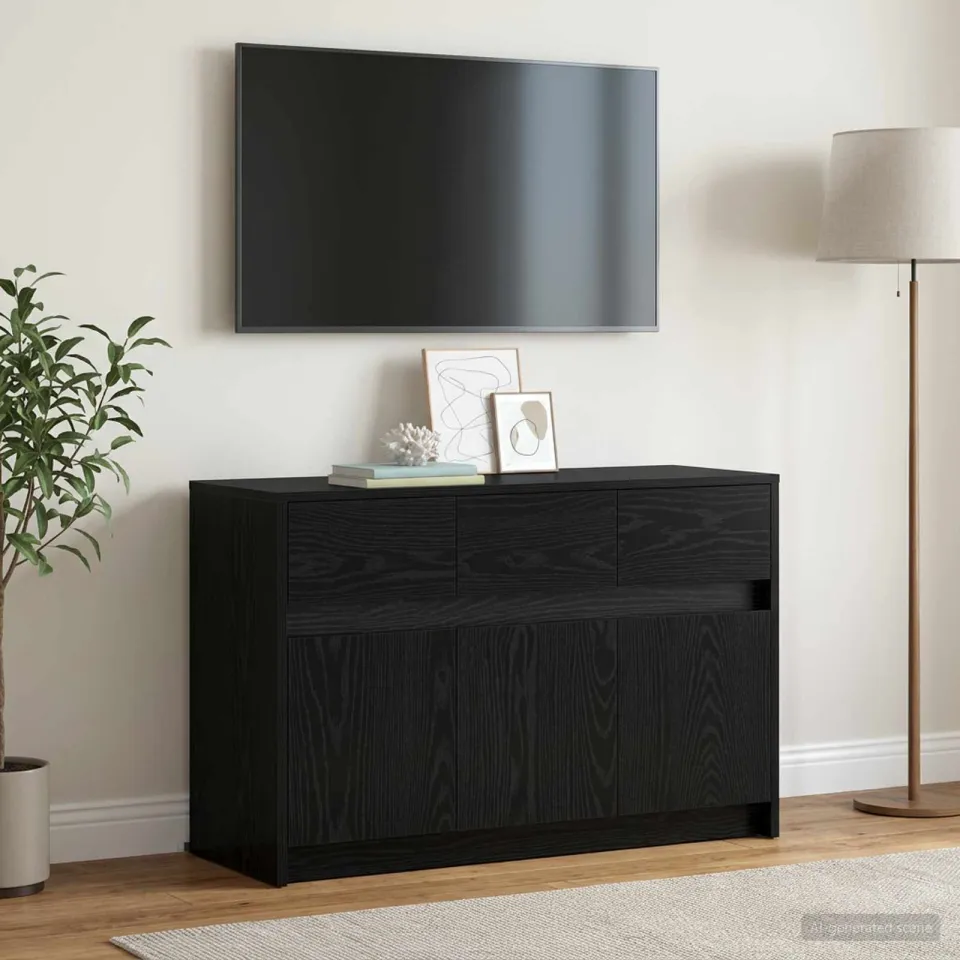 vidaXL TV-kast 91 x 34 x 61 cm Zwart eiken Bewerkt hout, foto 4