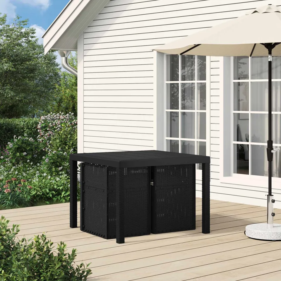 vidaXL Tuin eettafelset 3 st Anthraciet en Lichtgrijs PP, foto 4