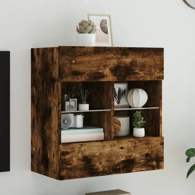 vidaXL Tv-wandmeubel met LED-verlichting 58,5x30x60,5 cm gerookt eiken, foto 2