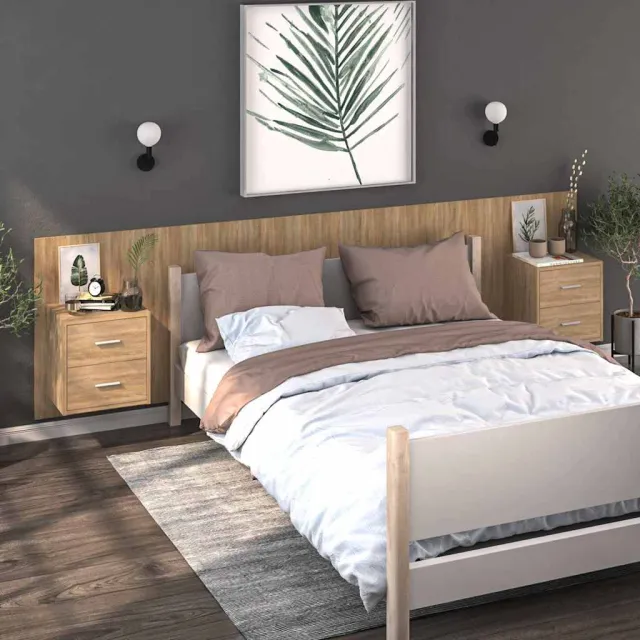 vidaXL Nachtkastjes 2 st wandgemonteerd sonoma eikenkleurig, foto 2