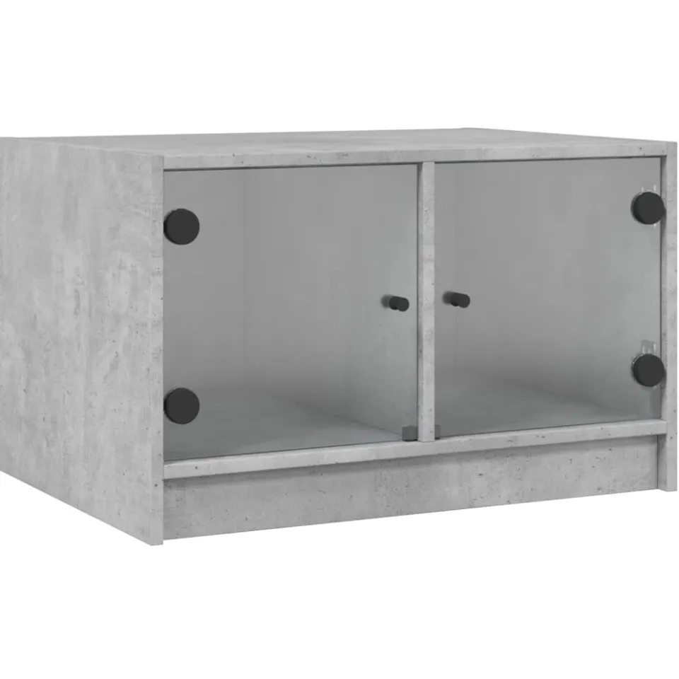 vidaXL Salontafel met glazen deuren 68x50x42 cm betongrijs