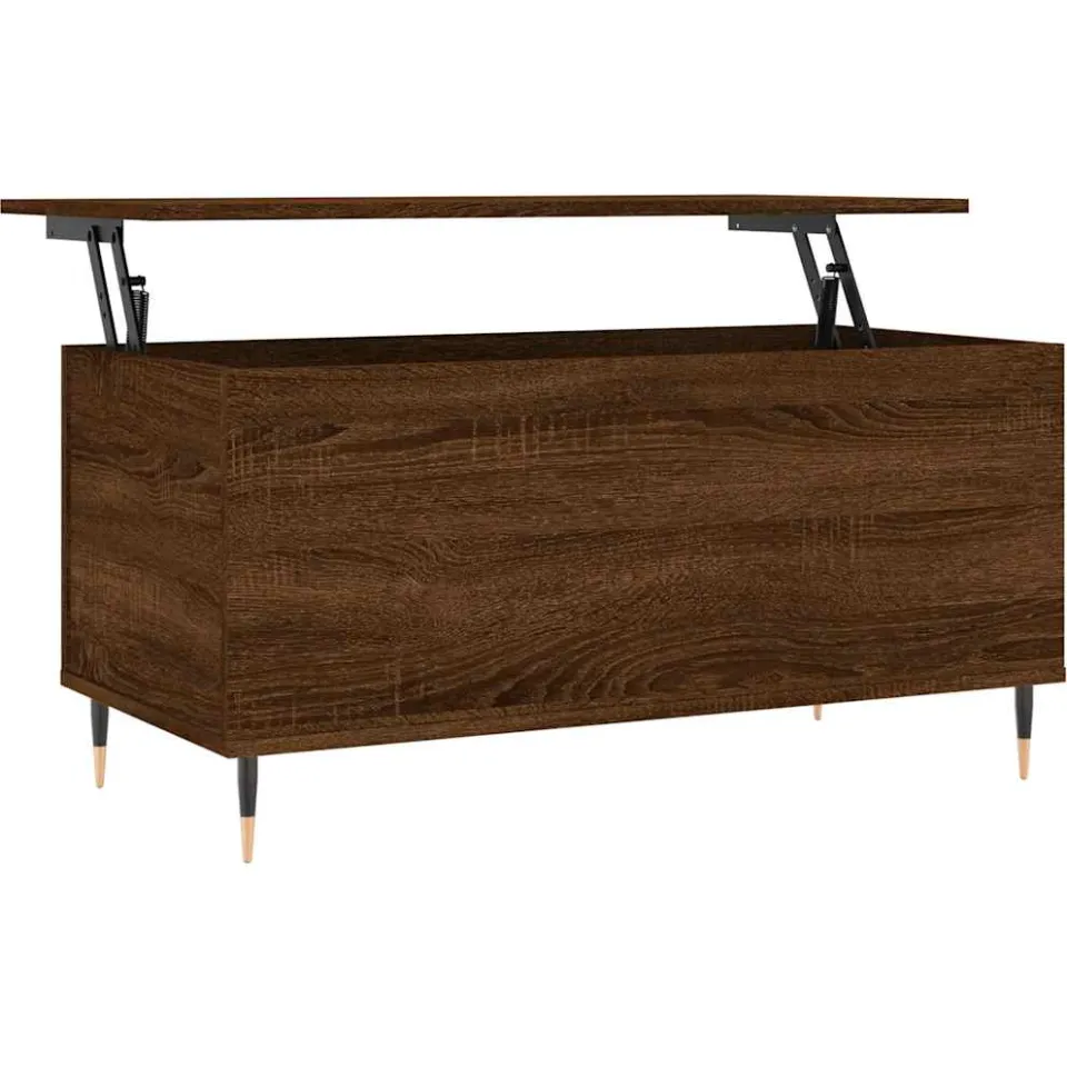 vidaXL Salontafel 90x44,5x45 cm bewerkt hout bruin eikenkleur, foto 3