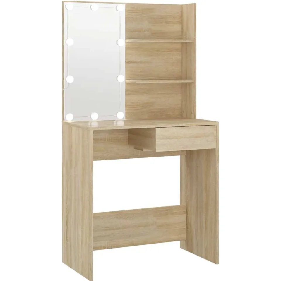 vidaXL Kaptafel met LED 74,5x40x141 cm bewerkt hout sonoma eikenkleur Bruin