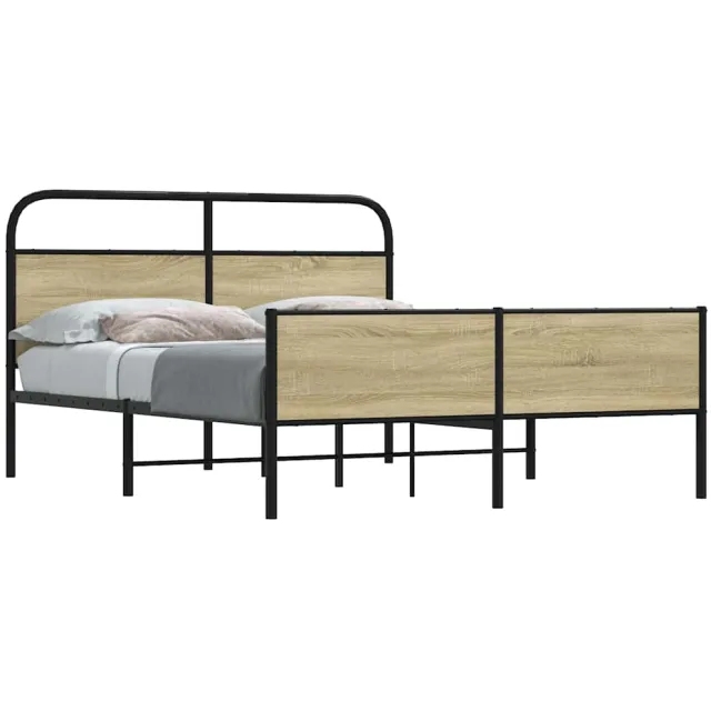 vidaXL Bedframe zonder matras metaal sonoma eikenkleurig 150x200 cm