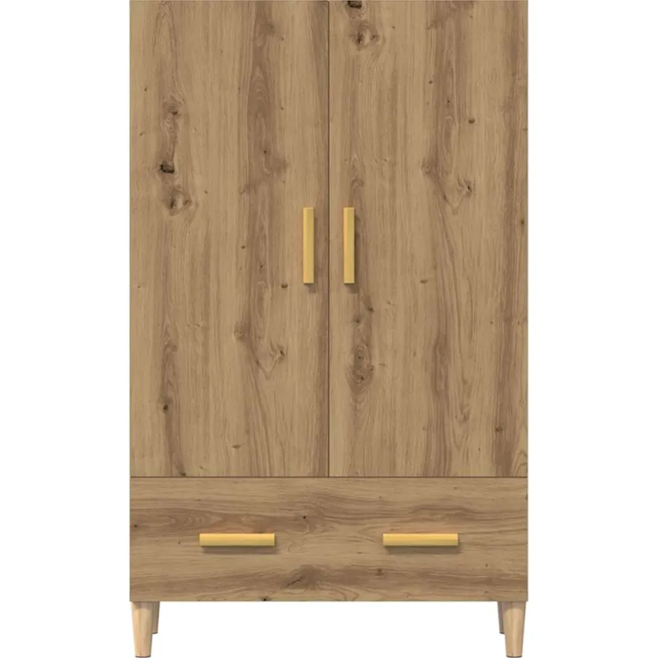 vidaXL Hoge kast 70x31x115 cm bewerkt hout artisanaal eikenkleur Bruin