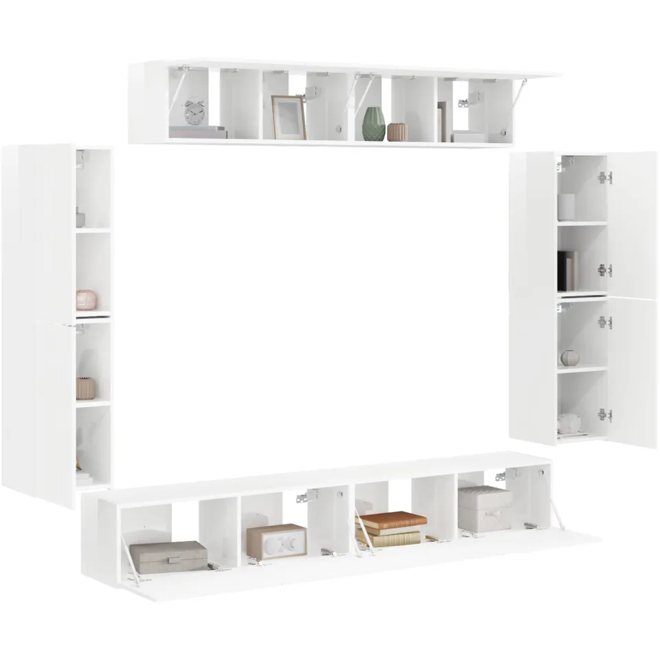 vidaXL TV-kast 8 st 98 x 31 x 29,5 cm Hoogglans wit