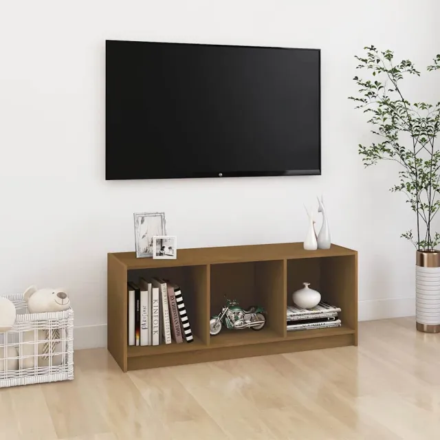 vidaXL Tv-meubel 104x33x41 cm massief grenenhout honingbruin bruin, foto 2