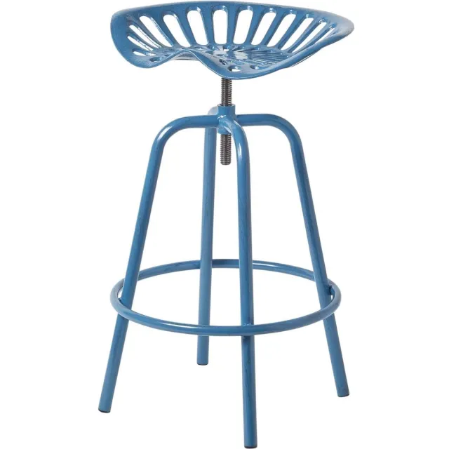 Homescapes Vintage barkruk tractorzitting in hoogte verstelbaar - 74cm - blauw