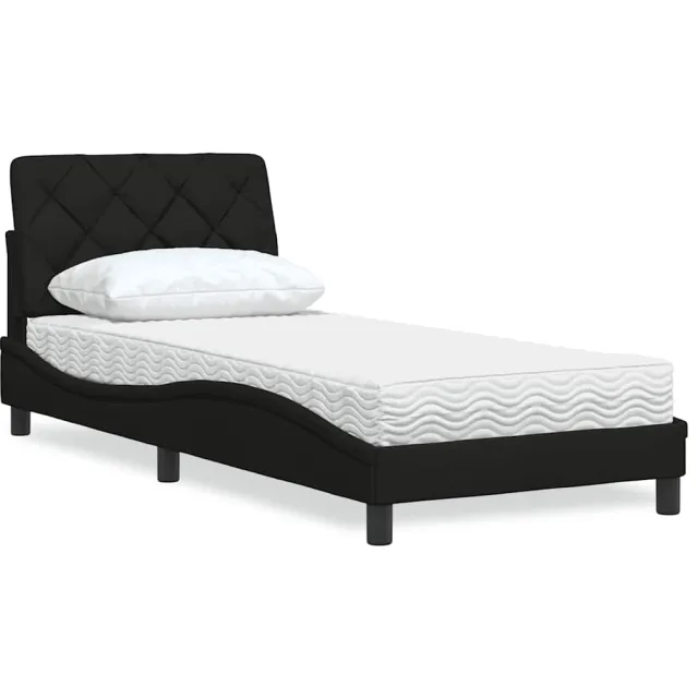 vidaXL Bed met matras stof zwart 80x200 cm