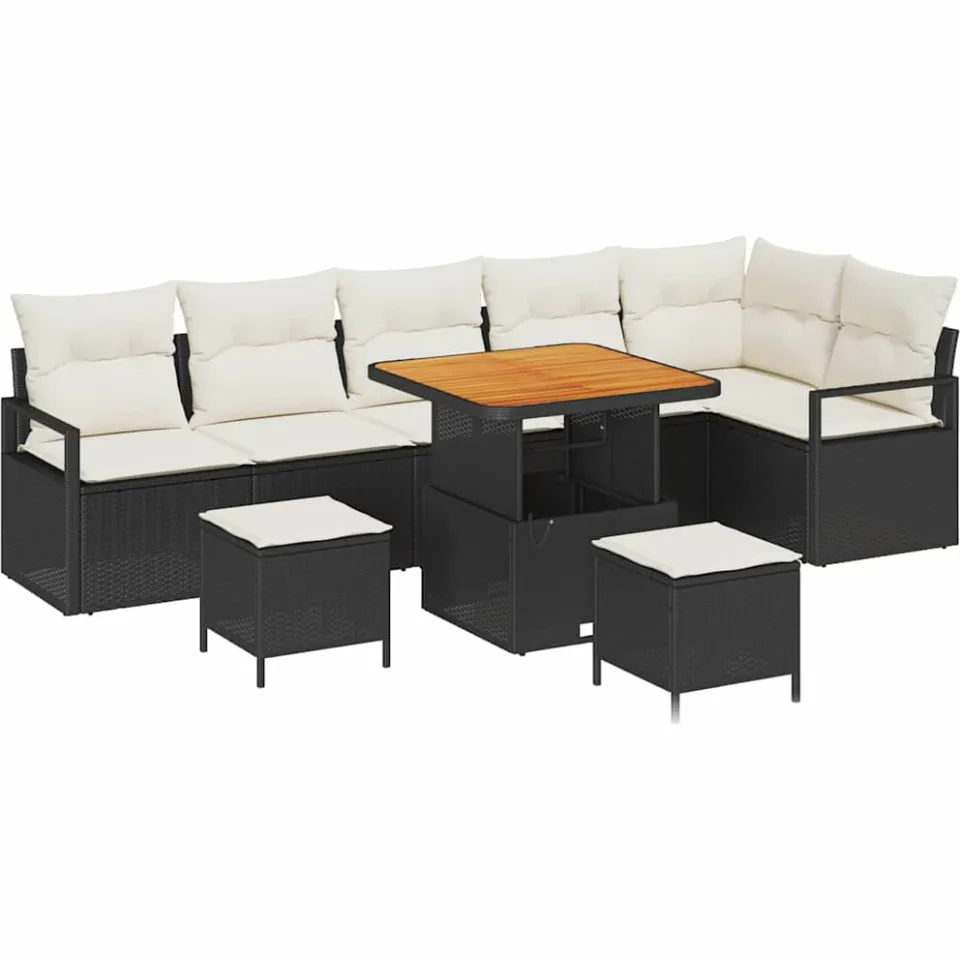 vidaXL Tuin Sofa Set 9 st Zwart Poly riet