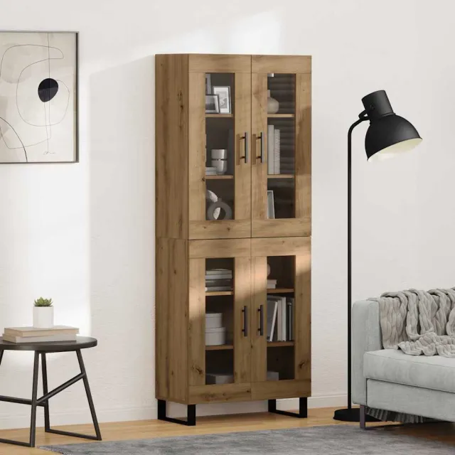 vidaXL Hoge kast 2 st Artisan Eiken 69,5 x 34 x 180 cm Bewerkt hout, foto 2
