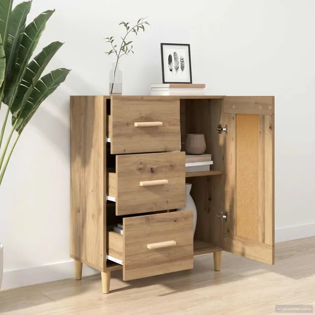 vidaXL Dressoir Artisanaal eiken 69,5 x 34 x 90 cm Bewerkt hout Bruin