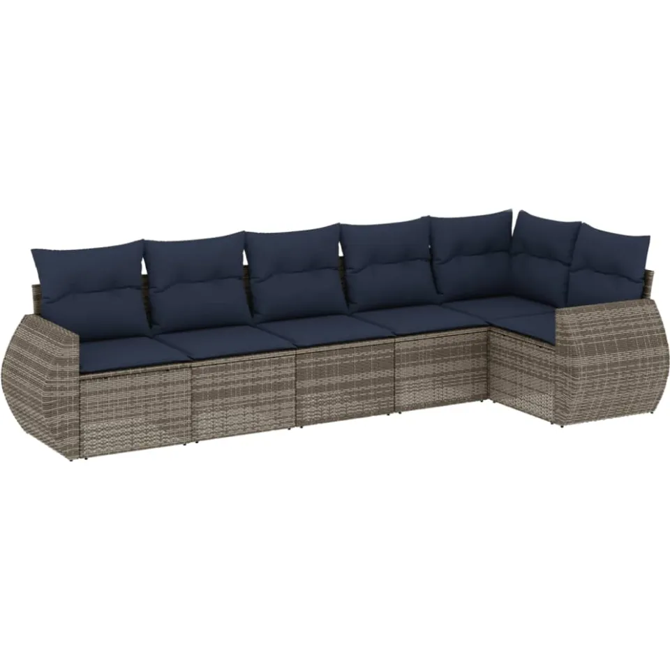 vidaXL 6-delige tuinbankset met kussens, grijs polyrotan, foto 3