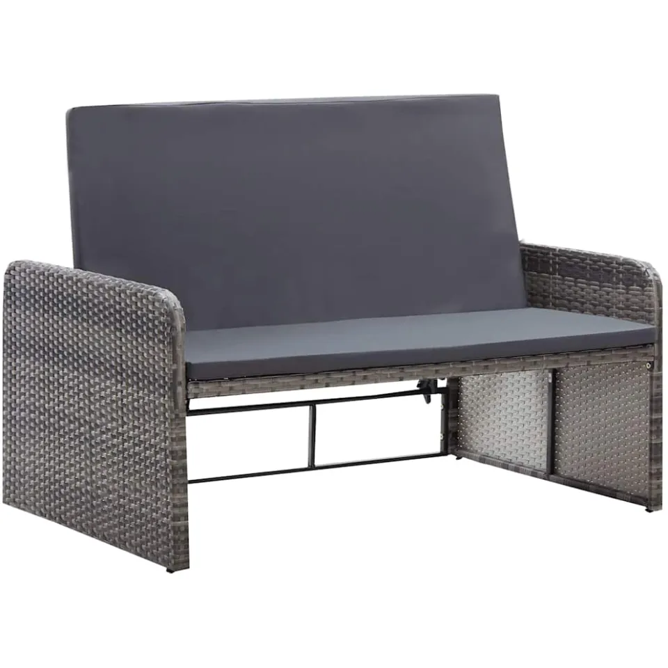 vidaXL 2-delige Loungeset met kussens poly rattan grijs, foto 4