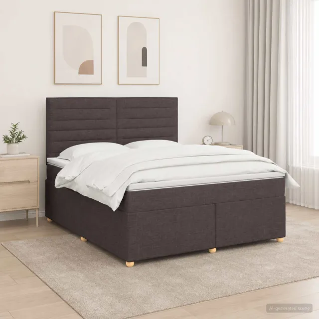 vidaXL Boxspringbed met matras Donkerbruin 160 x 200 cm Stof