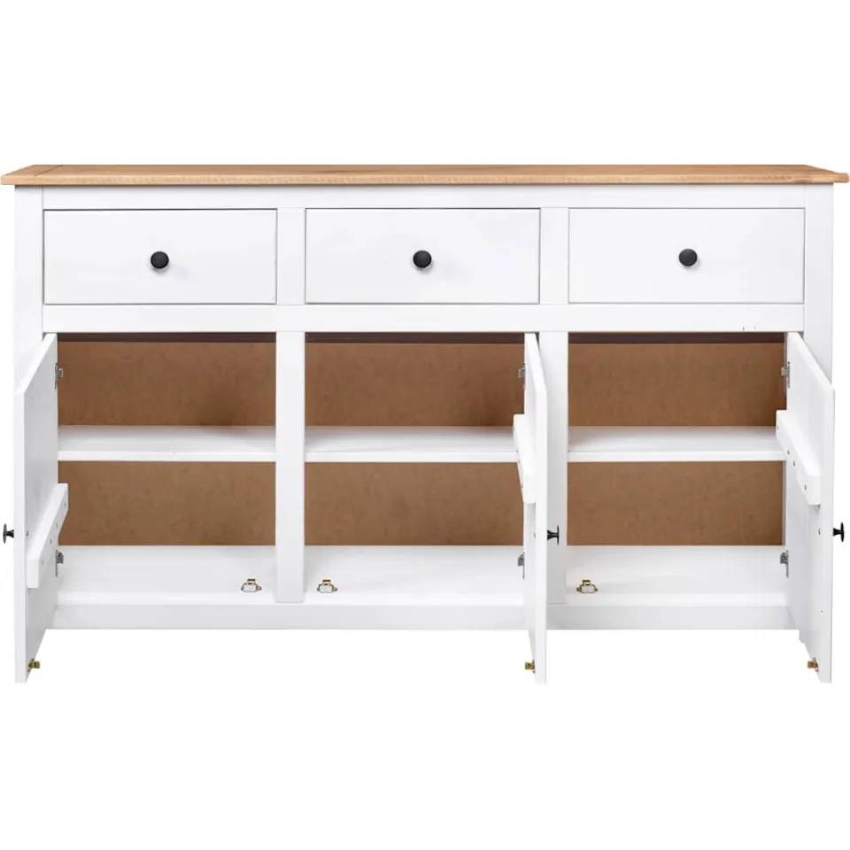 vidaXL Dressoir Panama Range 135x40x80 cm massief grenenhout wit, foto 3