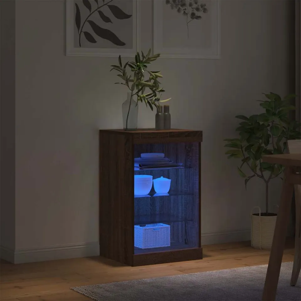 vidaXL Dressoir met LED-verlichting 41x37x67 cm zwart, foto 3
