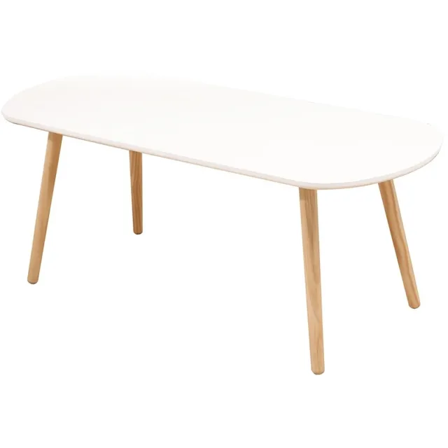 Linkforu Scandinavische - Salontafel - Koffietafel - Wit - Houten Poten - Compact – Minimalistisch - Modern - 110 X 50 CM Wit Hout