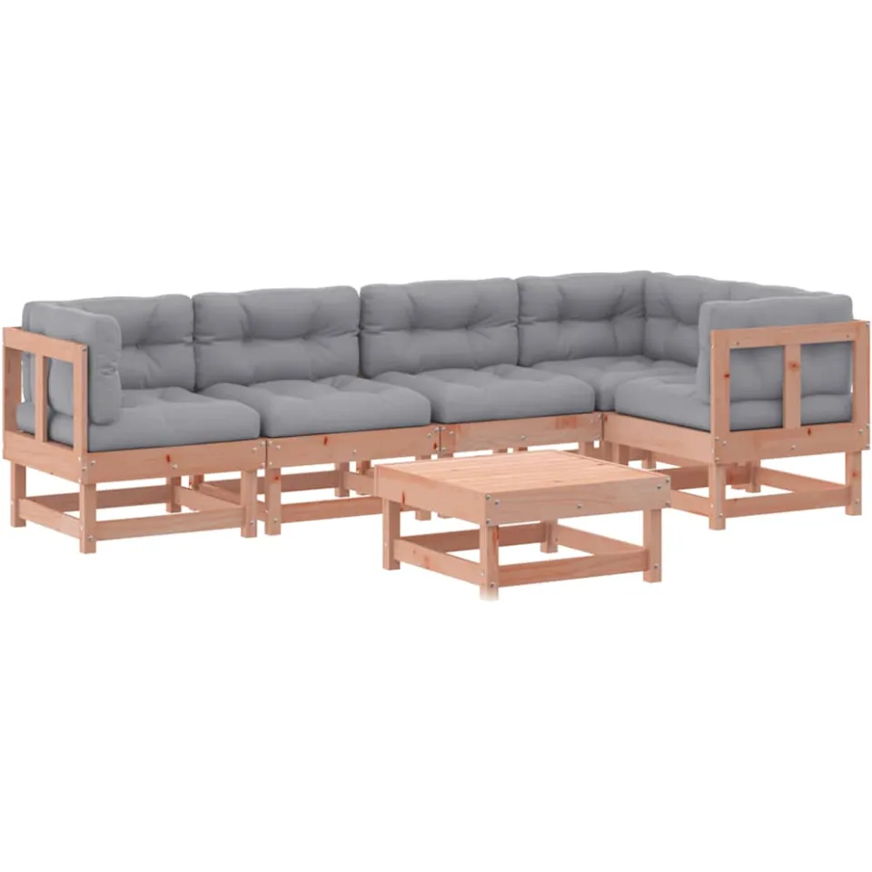 vidaXL 6-delige Loungeset met kussens massief douglashout bruin, foto 3
