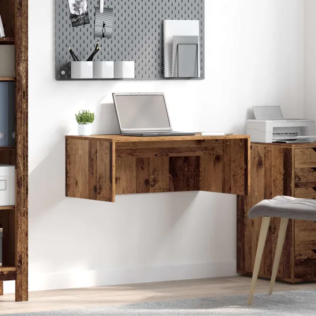 vidaXL Wandbureau Oud Hout 80 x 45 x 30 cm Bewerkt hout Bruin