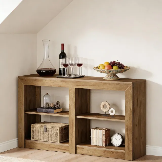 CHICFURN Sidetable - Open opbergruimte - 3 niveaus - MDF - Bruin