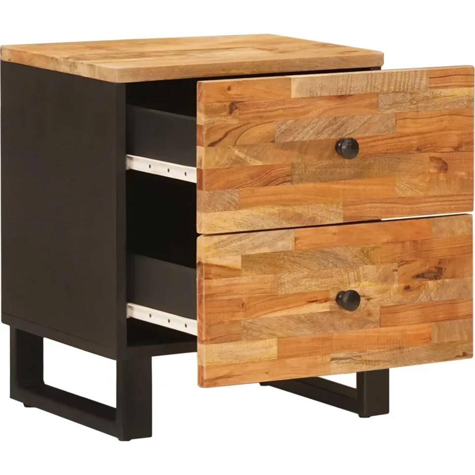 vidaXL Nachtkastje 2 st Bruin 40 x 33 x 46 cm Massief Mango Hout, foto 3