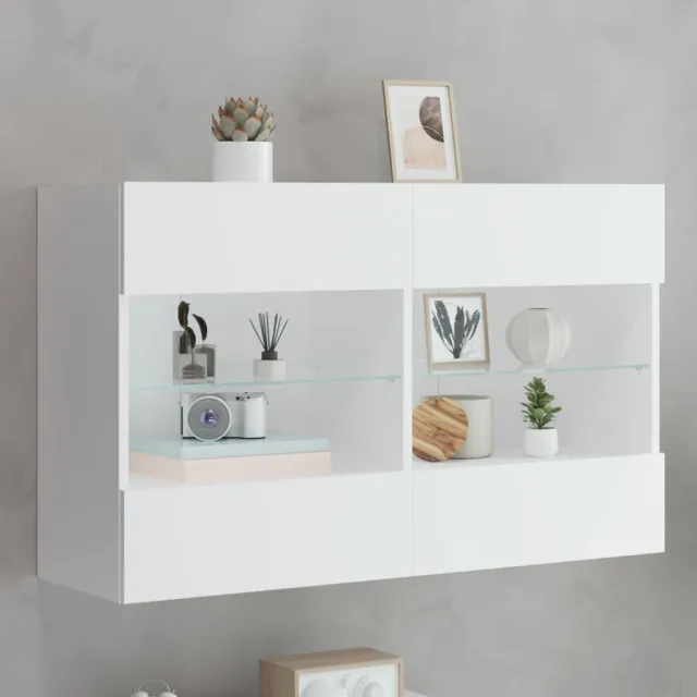 vidaXL Tv-wandmeubel met LED-verlichting 98,5x30x60,5 cm wit, foto 2