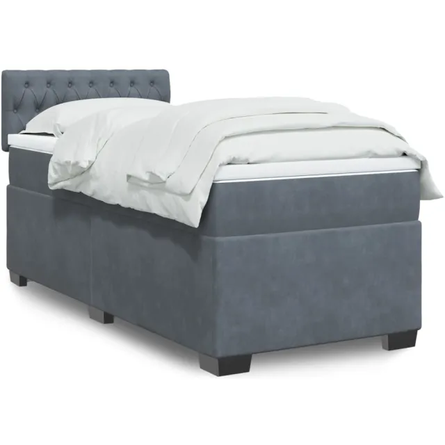 vidaXL Boxspring met matras fluweel donkergrijs 90x190 cm grijs