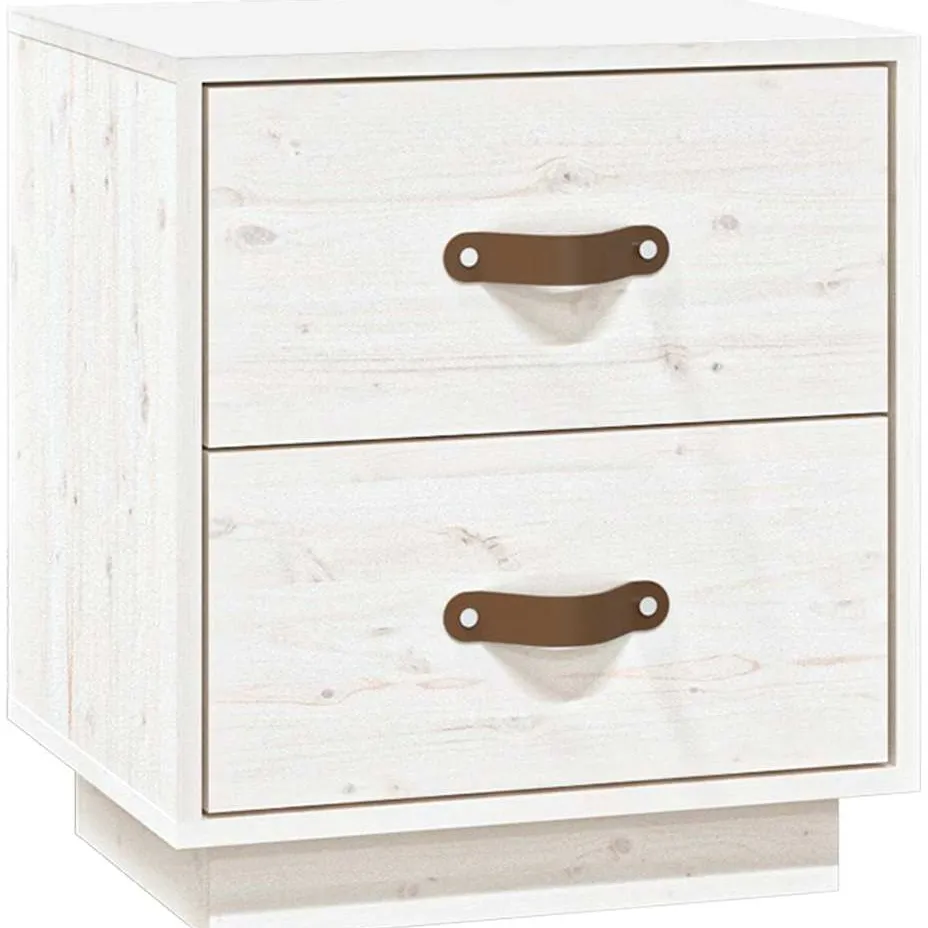 vidaXL Nachtkastje 40x34x45 cm massief grenenhout wit