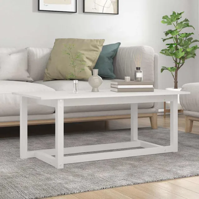 vidaXL Salontafel 110x55x45 cm massief grenenhout wit, foto 2