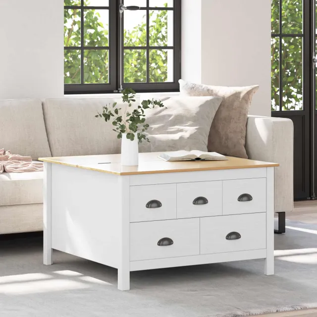 vidaXL Salontafel met lade HILL Wit en honingbruin 79.5 x 79.5 x 49 cm