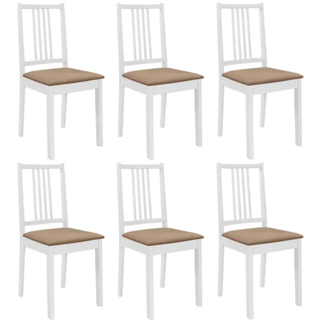 vidaXL Eetkamerstoelen met kussens 6 st massief hout wit