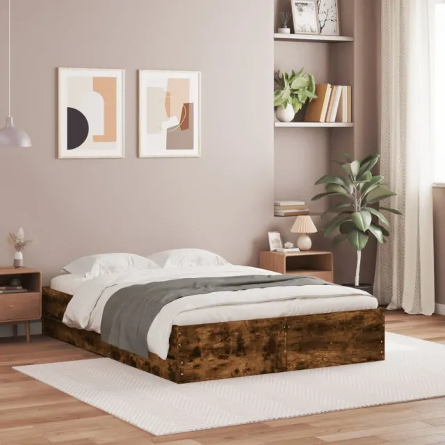 vidaXL Bedframe met lades bewerkt hout gerookt eikenkleurig 120x200 cm
