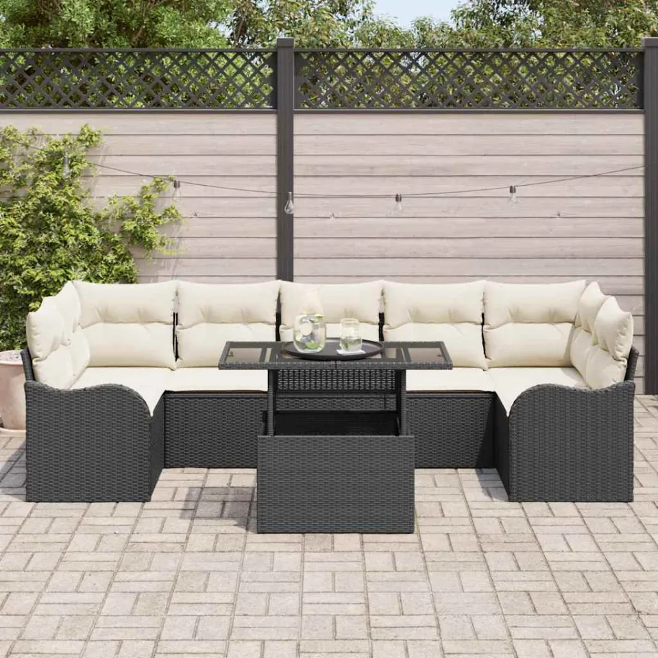 vidaXL Tuin Sofa Set 8 st Zwart poly rattan, foto 3