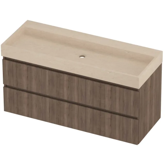 Proline Evoli Badmeubelset Hardsteen Loft Zonder Kraangat 120x46x62 cm Sand Stone Terra Oak Eiken