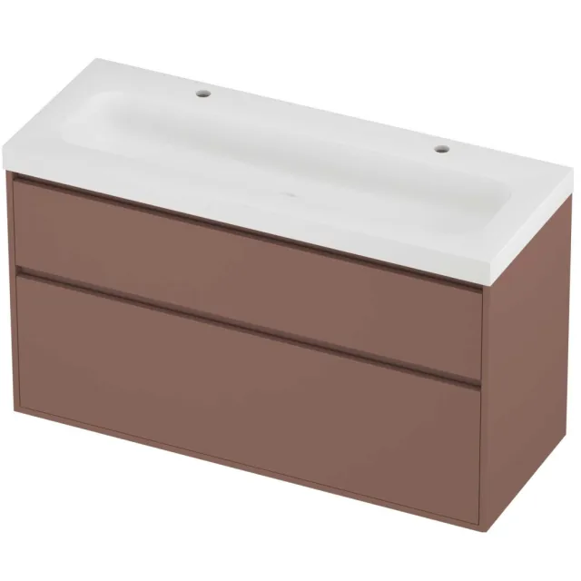 Proline Haga Badmeubelset Polystone Mezza Enkel 120x46x73 cm Mat White Beauty Blush Rosé Goud