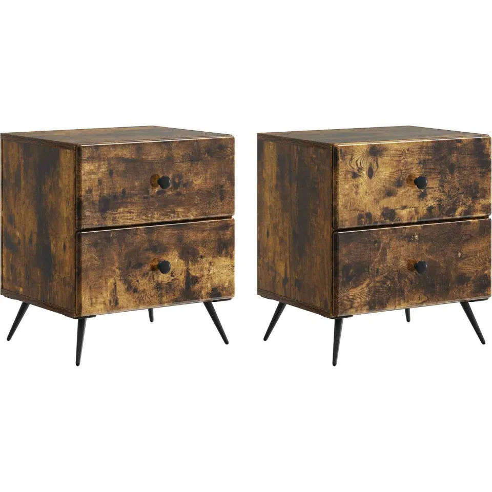 vidaXL Nachtkastje 2 st Gerookt eiken 43 x 34,5 x 47,5 cm Bewerkt hout, foto 3