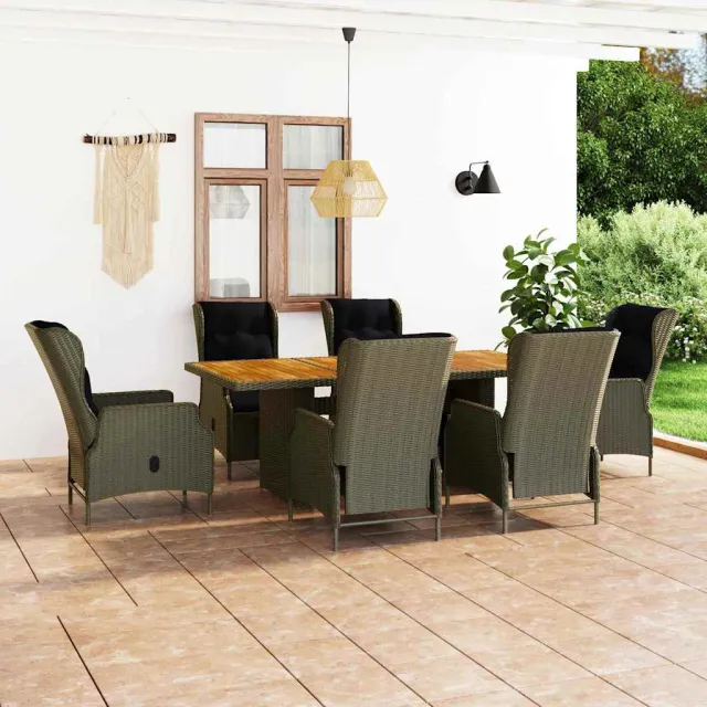 vidaXL 7-delige Tuinset met kussens poly rattan bruin, foto 2