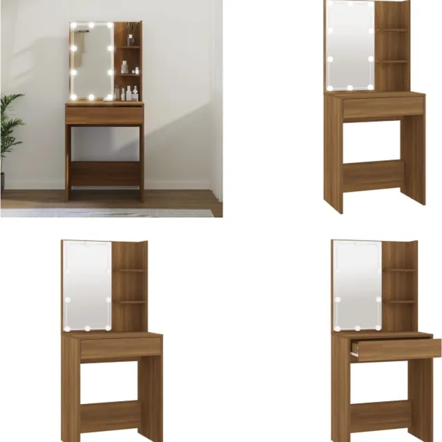 vidaXL Kaptafel - met - LED-verlichting - 60x40x140 - cm - bruin - eikenkleur bruineiken