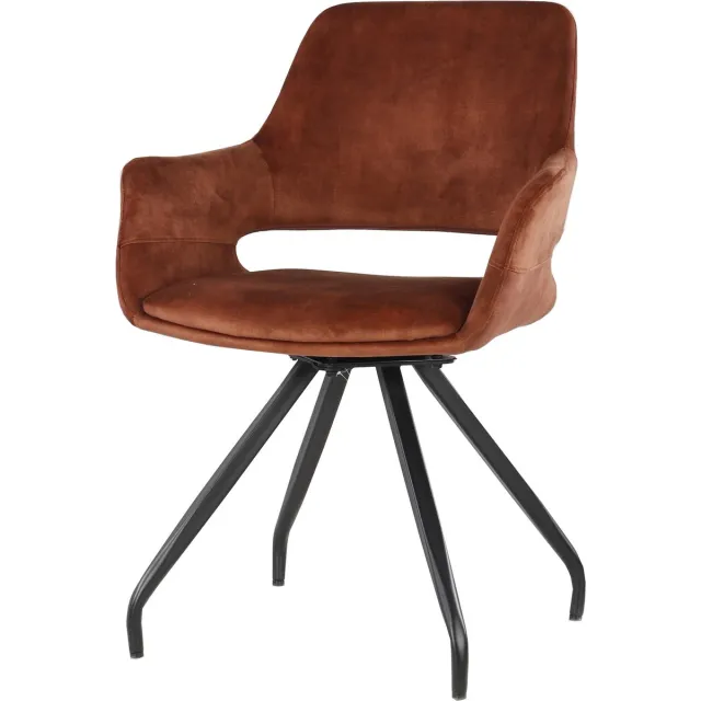 Livingfurn Eetkamerstoel Capp - Roest Velvet - 61x61x83,5cm - Set van 2