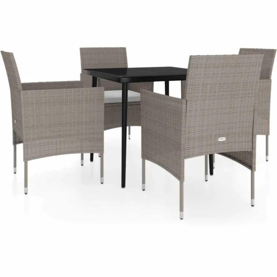 vidaXL 5-delige Tuinset met kussens beige en zwart, foto 3