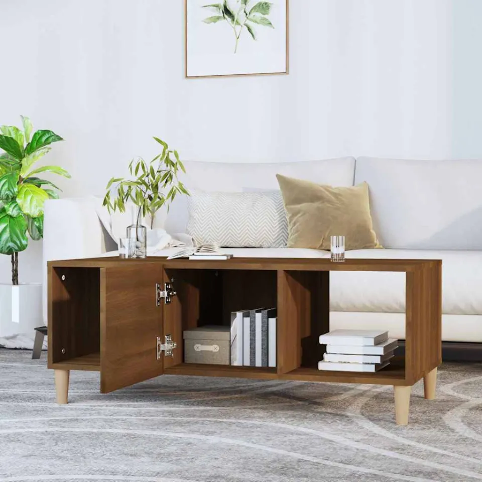vidaXL Salontafel 102x50x40 cm bewerkt hout bruin eikenkleur, foto 3