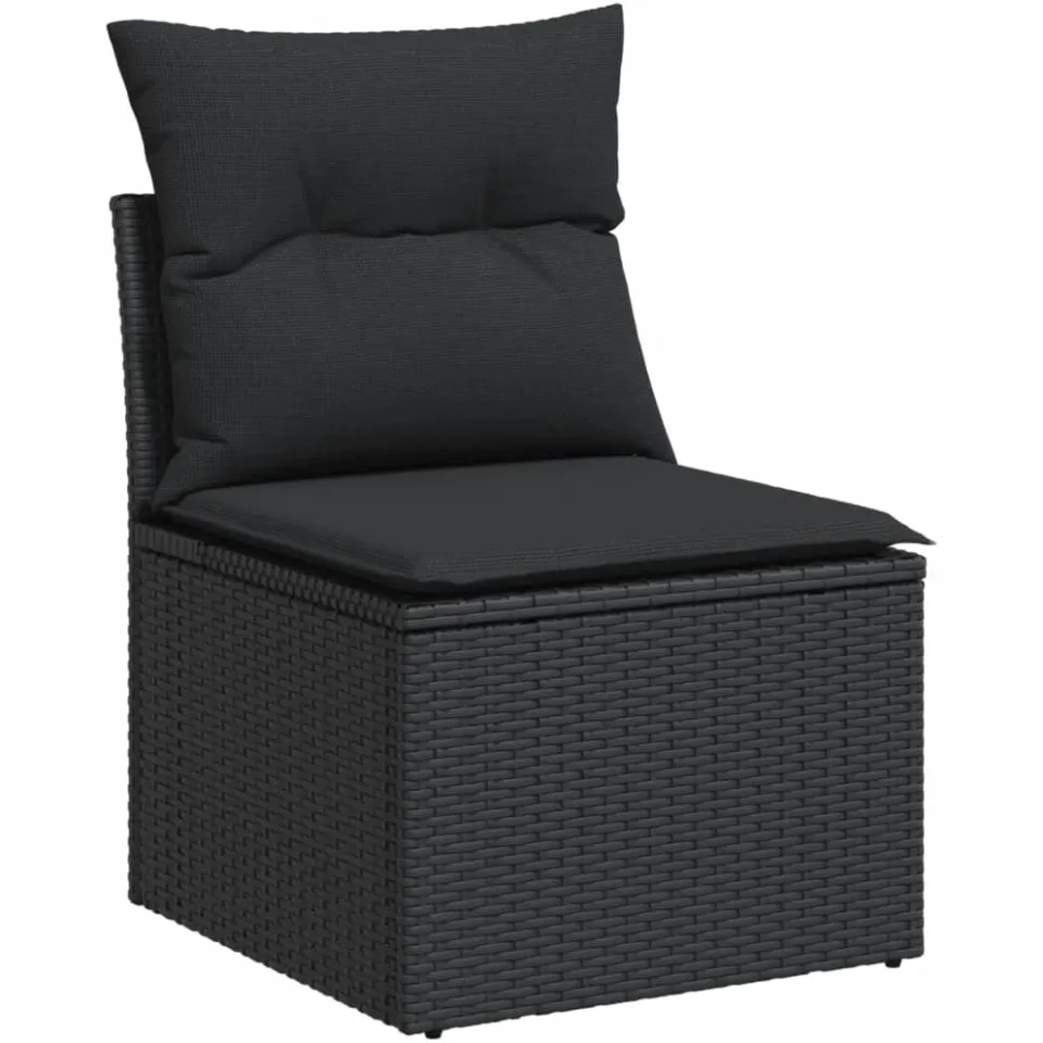 vidaXL 14-delige Loungeset met kussens poly rattan zwart, foto 4