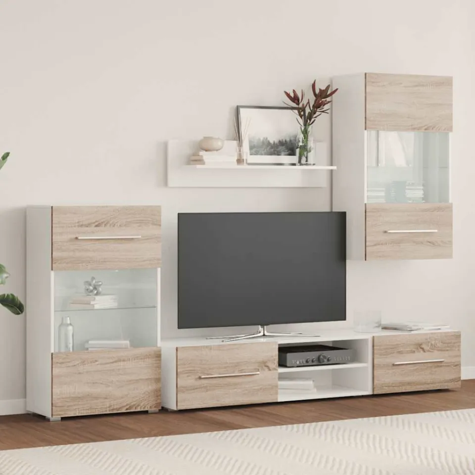 vidaXL 5-delige Tv-meubels met LED bewerkt hout sonoma eiken, foto 3