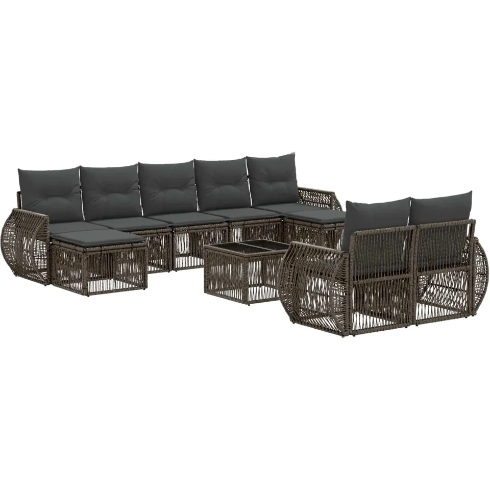 vidaXL Tuinbankenset 10 st Grijs en Donkergrijs poly rattan, foto 3