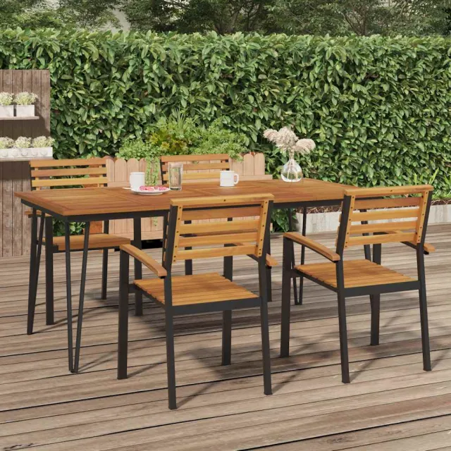 vidaXL Tuintafel met haarspeldpoten 180x90x75 cm massief acaciahout bruin, foto 2