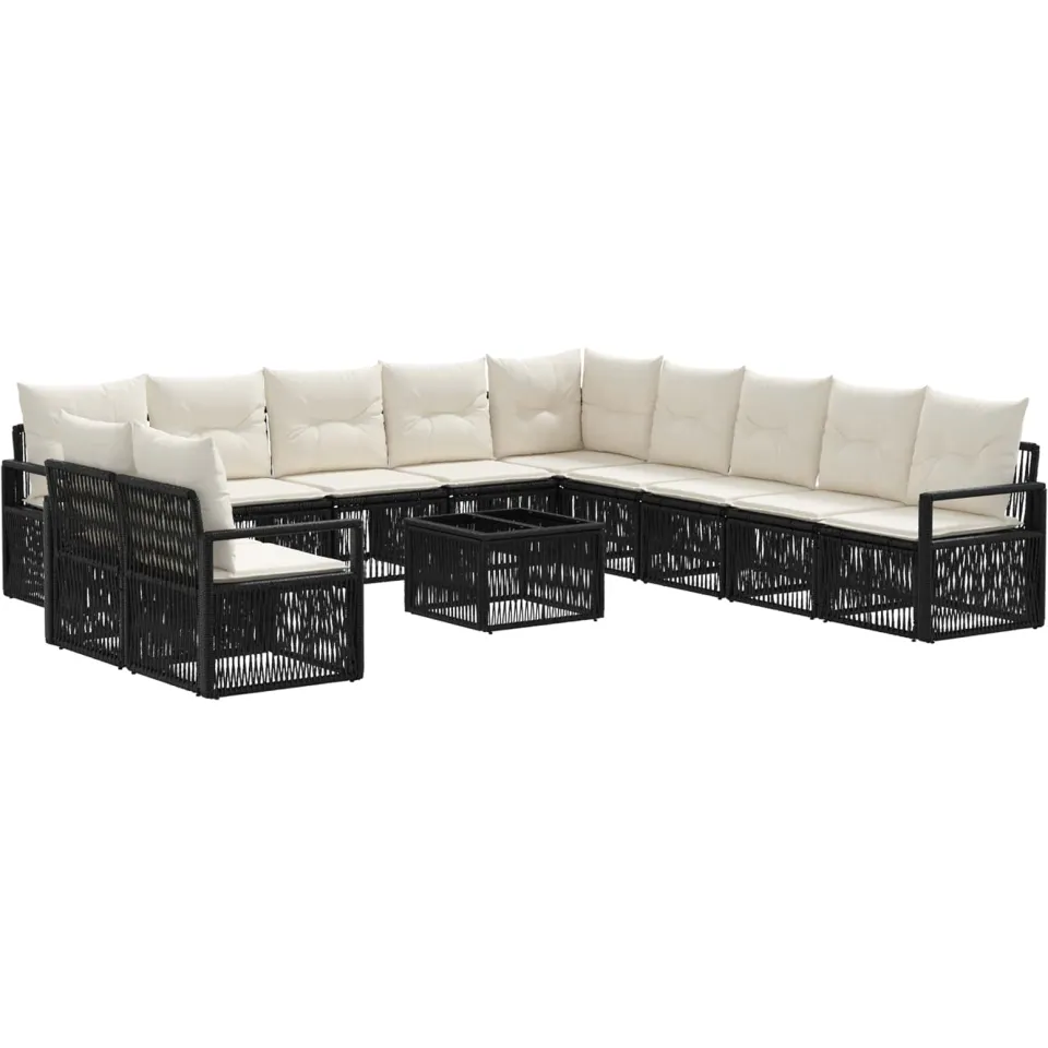 vidaXL Tuinbankenset 12 st Zwart poly rattan, foto 3