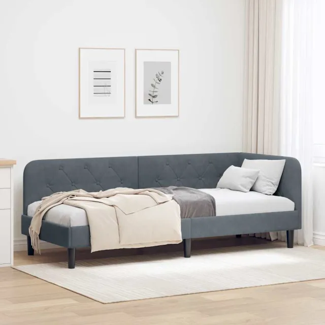 vidaXL Hoekbedframe Donkergrijs 80 x 200 cm fluweel